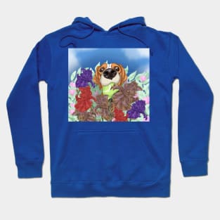 A dog on a flower field. Hoodie